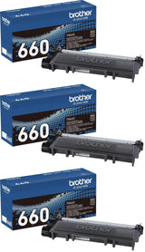 Genuine High Yield Toner Cartridge by Brother – 3 Pack, black, Pack of 3, Model TN660