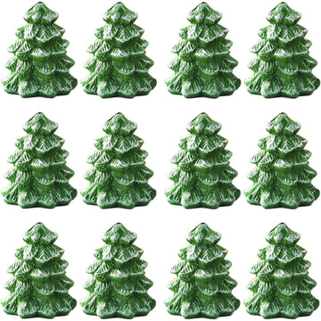 QIAOIDEA Mini Tree Card Holders, Resin Set of 12, Green