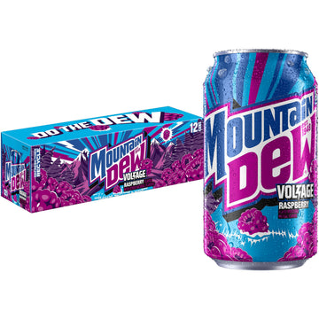 Soda, Voltage, 12oz Cans (12 Pack) by Mountain Dew – 12 Fl Oz (Pack of 12), red, Pack of 12