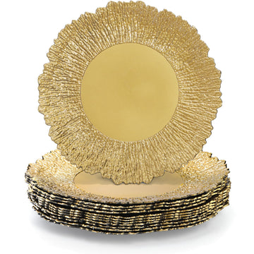 Coloch Charger Plates, 13 Inch Plastic, Set of 12, Gold