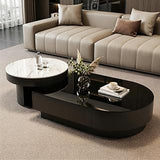 Contemporary Chic Sintered Stone Nesting Coffee Table Set of 2 with Drawer | Mesa de Centro para Sala with Storage, Multi-Purpose Accent Center Table for Living Room & Office(A,100cm/39.4in)