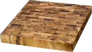 Ruvati 17 x 16 x 2 inch thick End-Grain Teak Butcher Block Solid Wood Large Workstation Cutting Board - RVA2445TKE