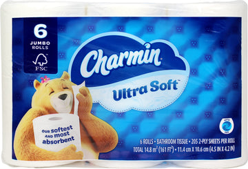 Ultra soft Jumbo Rolls Septic Safe white by Charmin – 205 sheet (Pack of 6), white