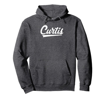 Curtis High School Vintage Swoosh Pullover Hoodie by Curtis Warriors Official High School Gear – Polyester, Grey, Model 8AYABYFYJAH
