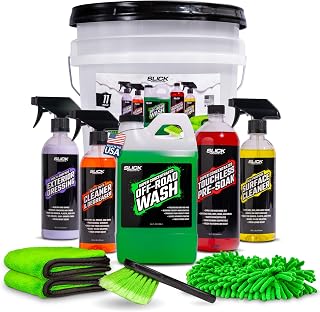 Slick Products Off-Road Wash & Detail Kit – 11-Piece Vehicle Cleaning & Detailing Set for Dirt Bikes, ATVs, UTVs & Trucks – Includes Wash, Degreaser, Brush & Microfiber Towels