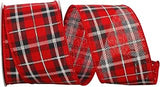Reliant Ribbon 92990W-937-40F Lauren Metallic Check Wired Edge Ribbon, 2-1/2 Inch X 10 Yards, Red/Black