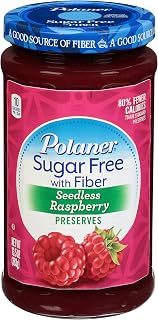 Polaner Sugar Free with Fiber, Seedless Raspberry Preserves, 13.5 Ounce
