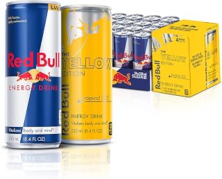 Energy Drink Variety Pack, 8.4 Fl Oz, 28 Cans (24 cans Red Bull Energy Drink + 4 cans Red Bull Tropical, Yellow Edition Energy Drink)