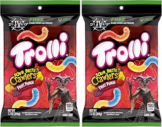 Trolli Sour Gummy Worms, Fruit Punch, 7.2 Ounce | Sour Brite Crawlers | Pack of 2
