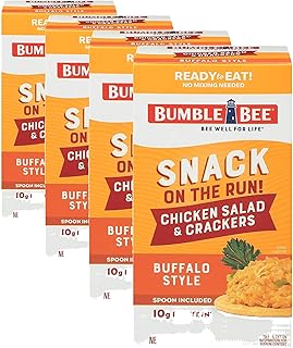 Bumble Bee Snack On The Run Buffalo Chicken Salad with Crackers Kit, 3.5 oz - Ready to Eat, Spoon Included - Shelf Stable & Convenient Protein Snack (Pack of 4)