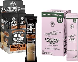The Frozen Bean Hazelnut Frappe & Latte Instant Mix (20 Sticks) - The Harmony Matcha Lavender (10 Sticks)
