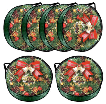 YAYODS Wreath Storage Bag, 24x24x7.8 Inch, 6 Pack Green