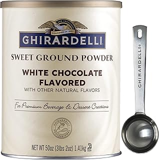 Ghirardelli Sweet Ground White Chocolate Powder, 3.12 lb with Barista Spoon