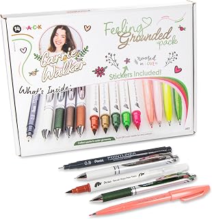 Pentel Carrie Walker Feeling Grounded Journaling Writing and Journaling Kit, Gel Pens/Markers/Brush Pens Variety, 14 Pieces