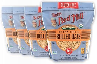 Bob's Red Mill Organic Gluten Free Extra Thick Rolled Oats, 32oz (4 Pack)