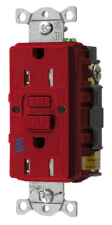 Bryant Electric 15 Amp 125V Commercial/Residential Self Test Tamper-Resistant and Weather Resistant Duplex GFCI Receptacle by Hubbell – Copper, Red, Model GFTWRST15R