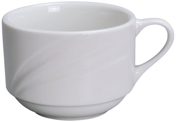 Miami 7.5 oz Stackable Coffee/Tea Cup by Yanco – 7.5 ounces, Porcelain, Bone White, Pack of 36, Model MM-1-S