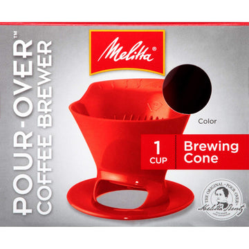 Single Cup Pour-Over Cone Coffee Brewer by Melitta – Pack of 8, 1 cups, Red, Pack of 8, Model LEPUSMGRYC3337