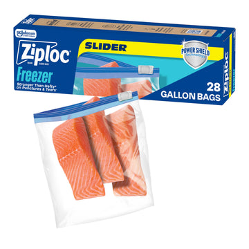 Gallon Freezer Slider Bags by Ziploc – 28 Count, 1.0 gallons, Plastic, Clear, Model 383174