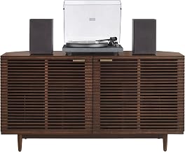Crosley Furniture Cameron Corner Record Player Cabinet Turntable Stand, Storage for up to 230 Vinyl Records, Brown