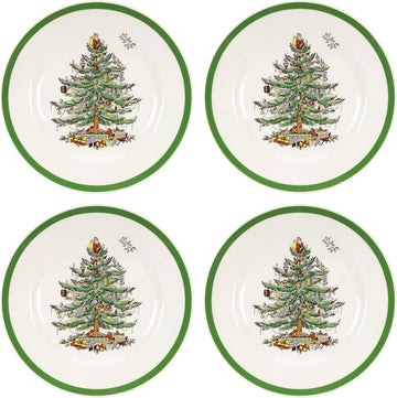 Spode Christmas Tree Salad Plates, Set of 4, 8 Inch