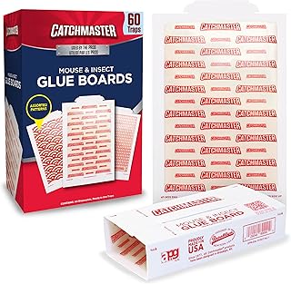 Catchmaster Extra Sticky Glue Traps 60pk, XL Glue Boards for Mice & Insects | 5.3 x 8 Inch Sticky Mouse Traps Indoor For Home, Bug Traps For Spiders & Roaches, Pest Control For Garage, Basement & Attic