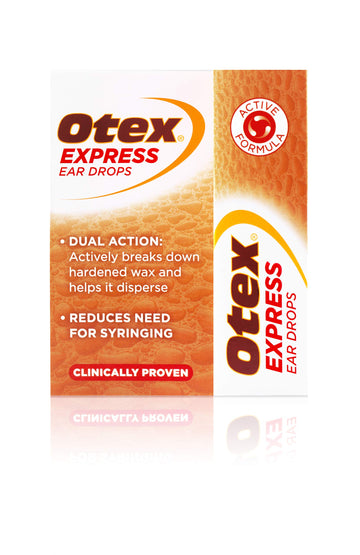 Express Ear Drops for Hardened Ear Wax by OTEX – 0.34 Fl Oz (Pack of 1), Model 100083
