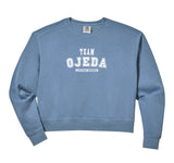 Womens Team OJEDA Lifetime Member Family Last Name Comfort Colors Crop Sweatshirt by OJEDA Family Apparel – Cotton Blend, Black, Model JR81V5CMT6V