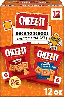 Cheez-It Letters Baked Snack Crackers, Back to School, Lunch Snacks, Variety Pack (12 Packs)