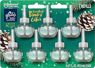 Glade PlugIns Refills Air Freshener, Scented and Essential Oils for Home and Bathroom, Twinkling Pine & Cedar, 4.69 Fl Oz, 7 Count