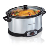 Set & Forget 8 Quart Programmable Slow Cooker by Hamilton Beach – 8 Quarts, Stoneware, Silver, Model 33480