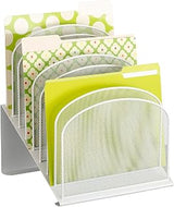 Safco Onyx Mesh 8 -Tier Vertical Desktop Organizer | Steel Mesh Construction | Portable Tabletop Organizer | White Powder Coat Finish | Space Saving Design for Home Office & Classroom