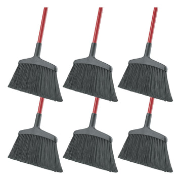 Wide Commercial Angle Broom by LIBMAN COMMERCIAL – Pack of 6, Steel, Plastic/Synthetic Fibers, Black/Red, Pack of 6