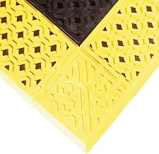 Notrax PVC Vinyl 520 Cushion-Lok Anti-Fatigue Drainage Mat, for Wet Areas | 30" Width x 60" Length x 7/8" Thickness, Black/Yellow