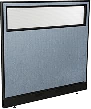 Global Industrial 48-1/4"W x 46" H Office Partition Panel with Partial Window & Raceway, Blue