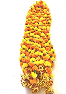 Artificial Marigold Flower Garland for Home Office Decoration, Diwali, Christmas, New Year Fluffy Garlands Genda Phool Mala for Decoration by Tradebulk (200)