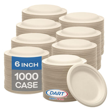 DART SOLO ProPlanet Compostable Fiber Plates, 6 in Round PFAS-Free Fiber Plates, 6FBRP1 (Case of 1000 Plates)