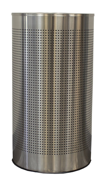 Half Round Waste Receptacle with Perforated Holes by Witt Industries – 32 inches (H) x 9 inches (W) x 9 inches (L), 12.0 gallons, Brushed Stainless Steel, Model CLHR12-SS