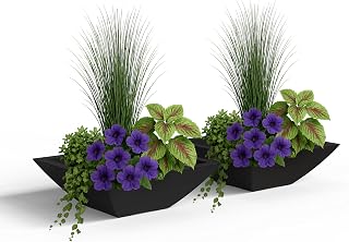 Mayne Evolve 20in Modern Square Bowl Planter, Black, 2-Pack | All season, Lightweight, Indoor/Outdoor, Fade resistant, 5-year warranty