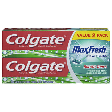 Max Fresh Whitening Toothpaste with Mini Breath Strips by Colgate – 1 Ounce (Pack of 12), Pack of 12