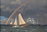 XcBAIHOUD Canvas Reproduction Figure Painting Famous Paintings Arcobaleno in mare con alcuneda crociera di Christoffer Wilhelm Eckersberg for Wall Decoration 60x90cm