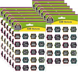 Teacher Created Resources Chalkboard Brights Stickers, 120 Per Pack, 12 Packs