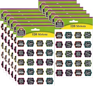 Teacher Created Resources Chalkboard Brights Stickers, 120 Per Pack, 12 Packs