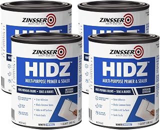 Zinsser HIDZ Multi-Purpose Primer-Sealer, White, Flat | Quart primer-sealer, White. Blocks stains & seals surfaces with superior adhesion for interior/exterior wood, drywall.