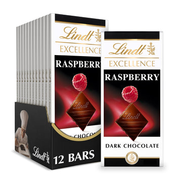 EXCELLENCE Raspberry Dark Chocolate Candy Bar by Lindt – 3.5 Ounce (Pack of 12), Pack of 12