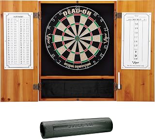 Viper Metropolitan Oak Cabinet with Dead-On Bristle Dartboard & Vinyl Dart Mat