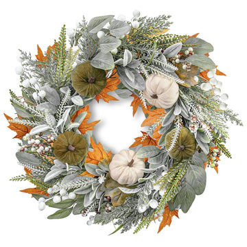 Artmag Eucalyptus Wreath, 22 Inch, Orange Green