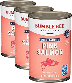 Bumble Bee Pink Salmon, Wild | Premium Quality | 14.75 oz | Pack of 3 | 18g Protein per Serving, Omega-3 Rich, Gluten Free, Keto Friendly