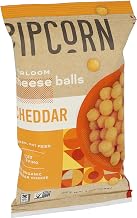 Pipcorn Heirloom Cheddar Cheese Balls, Organic Cheese, Gluten Free & Non-GMO, 1 Ounce (Pack of 24)