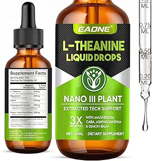 EAONE L-Theanine Liquid Drops, 400mg L Theanine Supplement with GABA, Magnesium and Ashwagandha, Natural Focus and Relaxation Support, Supplement Calm & Mental Clarity, Non-GMO, Vegan, 2 Fl Oz